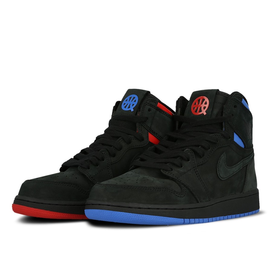 Klekt Nike Aj 1 Retro High Og Quai 54 Q54 Negru/roșu Universitar/albastru Italia