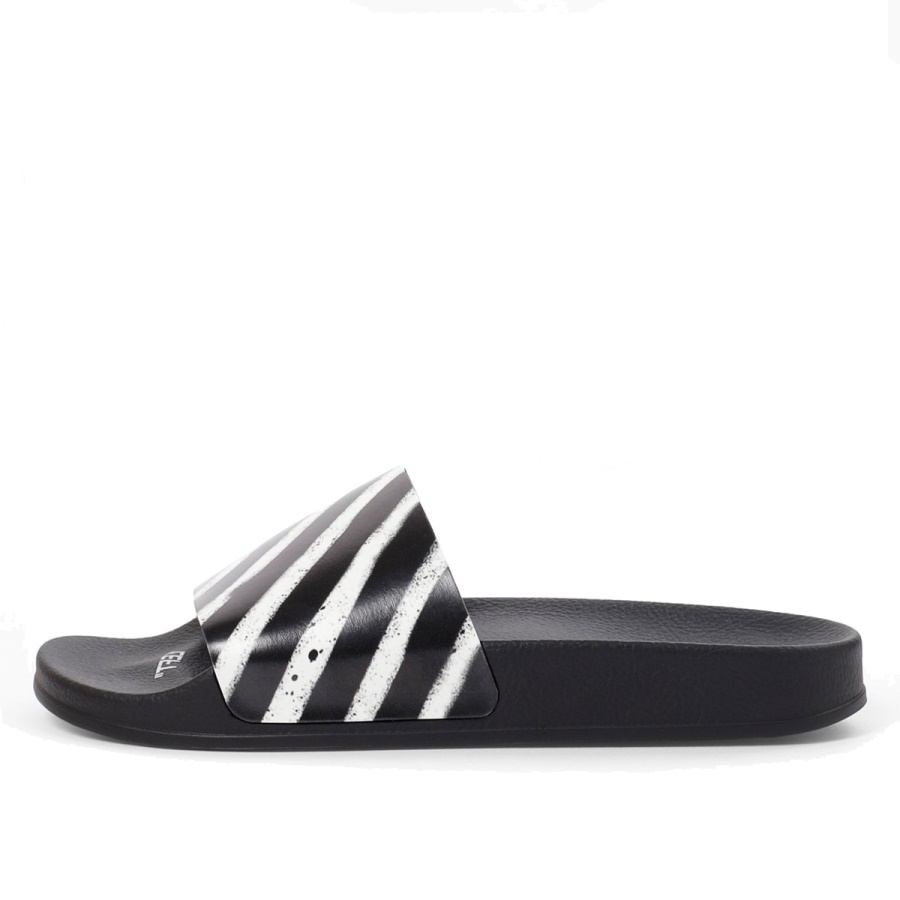 Klekt Spray Stripes Slides Black White