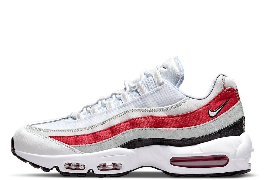 Klekt Air Max 95 Alb Varsity Roșu Particule Gri