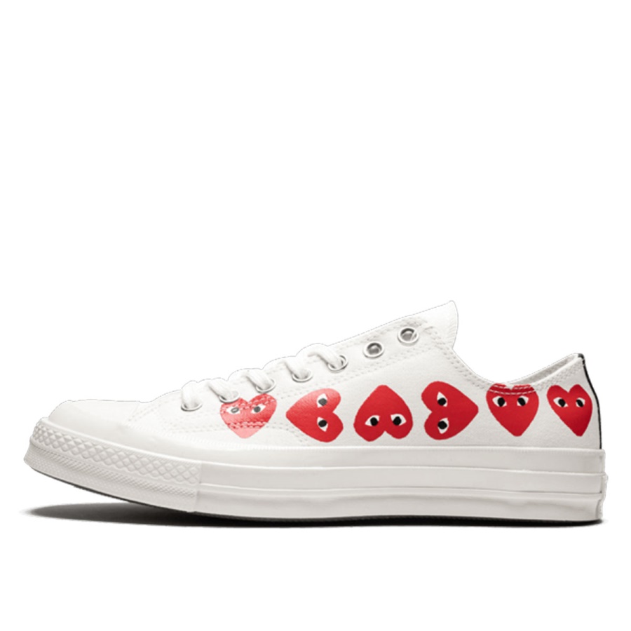 Klekt X Comme Des Garcons Play Chuck Taylor All-star Anii 70 Bou Cu Mai Multe Inimi Alb